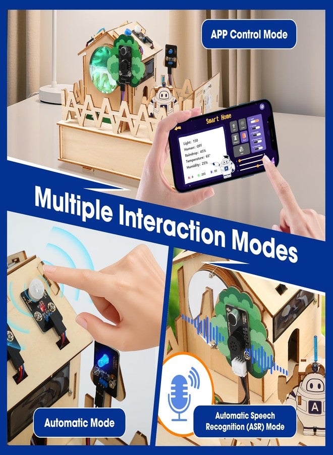 ايسبوت مجموعة ESP32 IoT STEM لأردوينو/أيسكود، ألغاز خشبية ثلاثية الأبعاد، مجموعة تعليمية للمنزل الذكي للأطفال من سن 10 سنوات فما فوق، مجموعة برمجة استشعار STEM تعليمية، تحكم صوتي/تطبيق، هدية للبالغين والمراهقين من الجنسين - Image 2